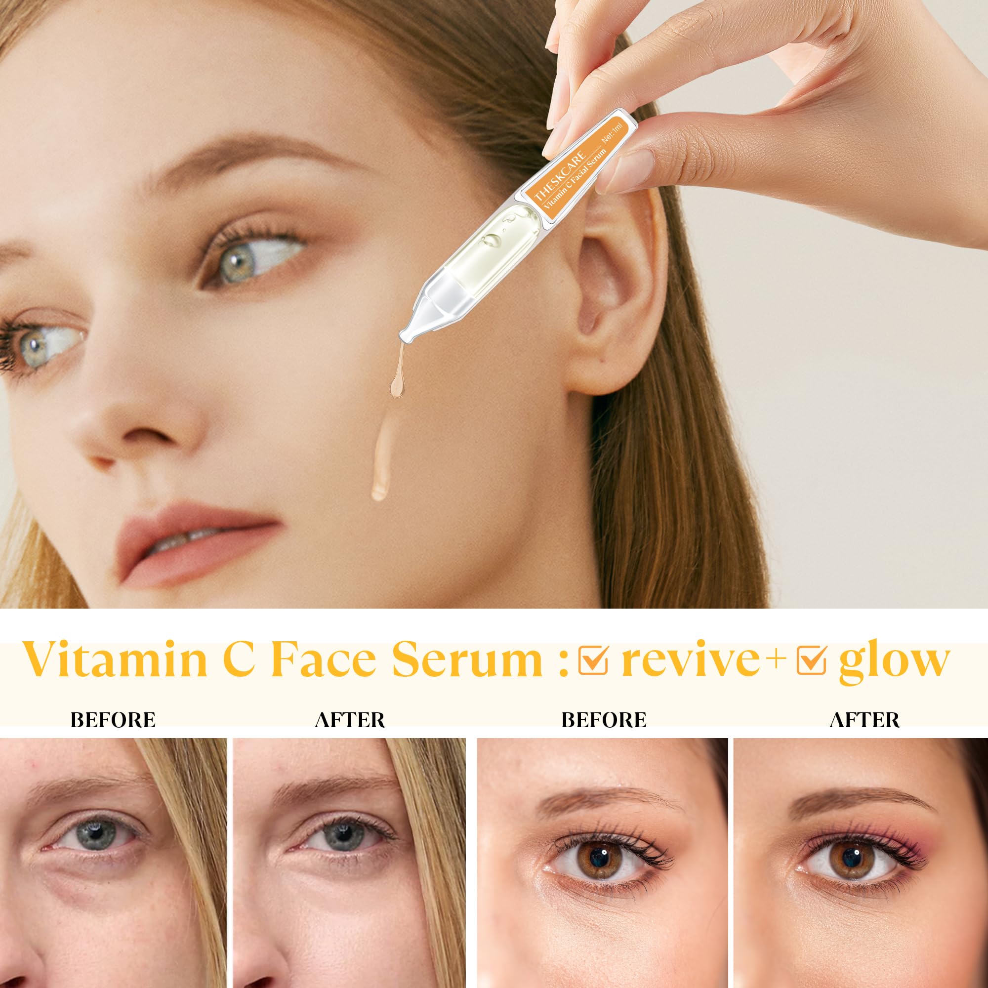 THESKCARE ampoule being snapped open for precise, clean application.