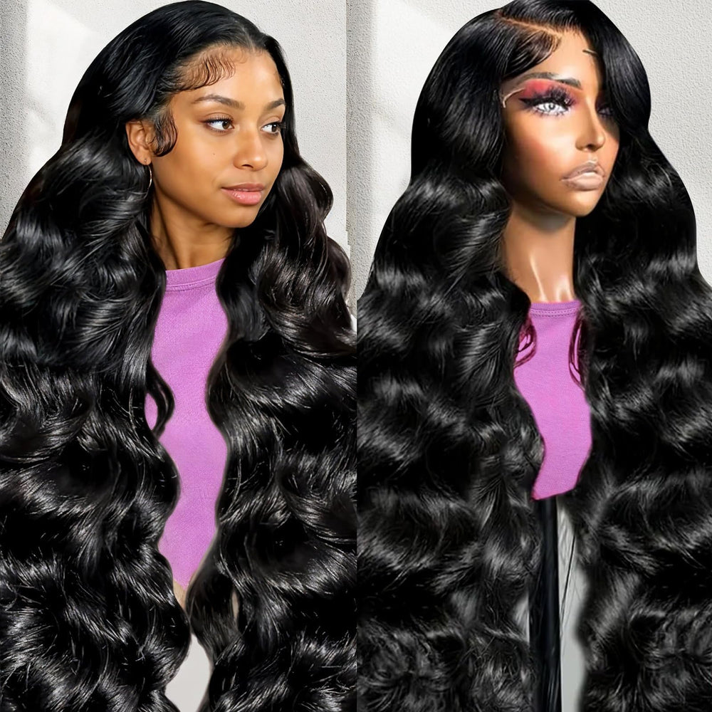 THGF 30-inch body wave lace front wig close-up baby hair for natural hairline and everyday wear.