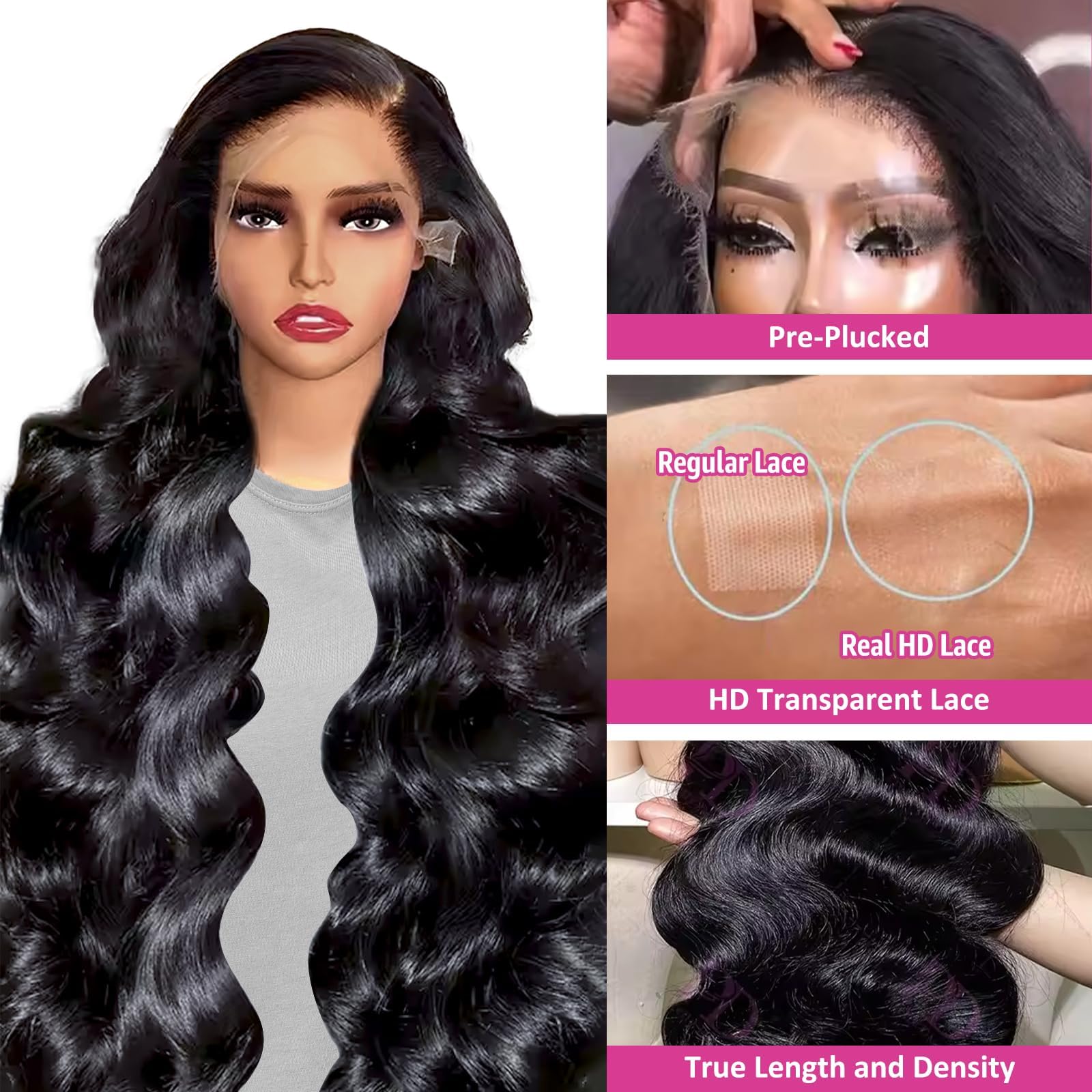 THGF glueless cap 30-inch wig offers easy wear and adjustable fit.