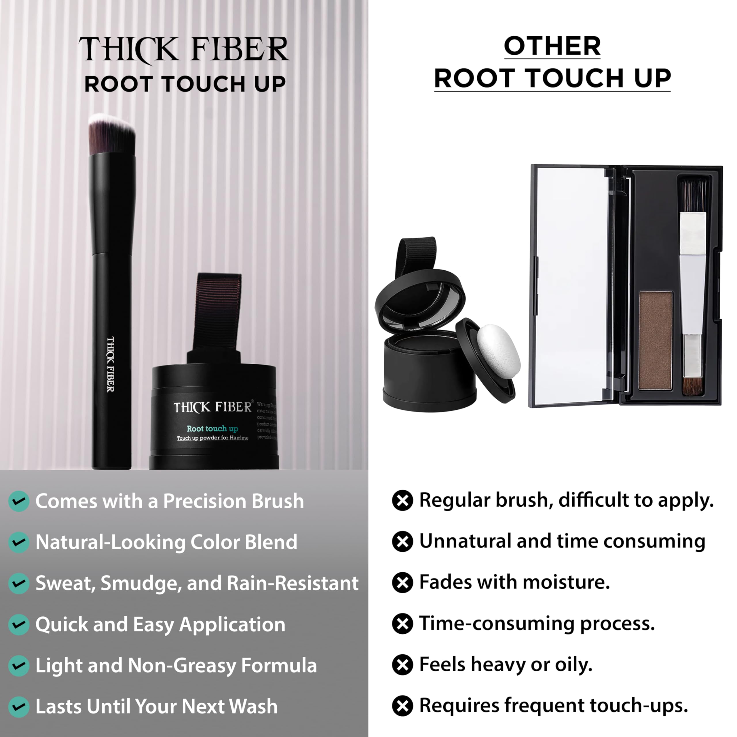 Thick Fiber Root Touch Up Powder gray roots image highlights instant color refresh