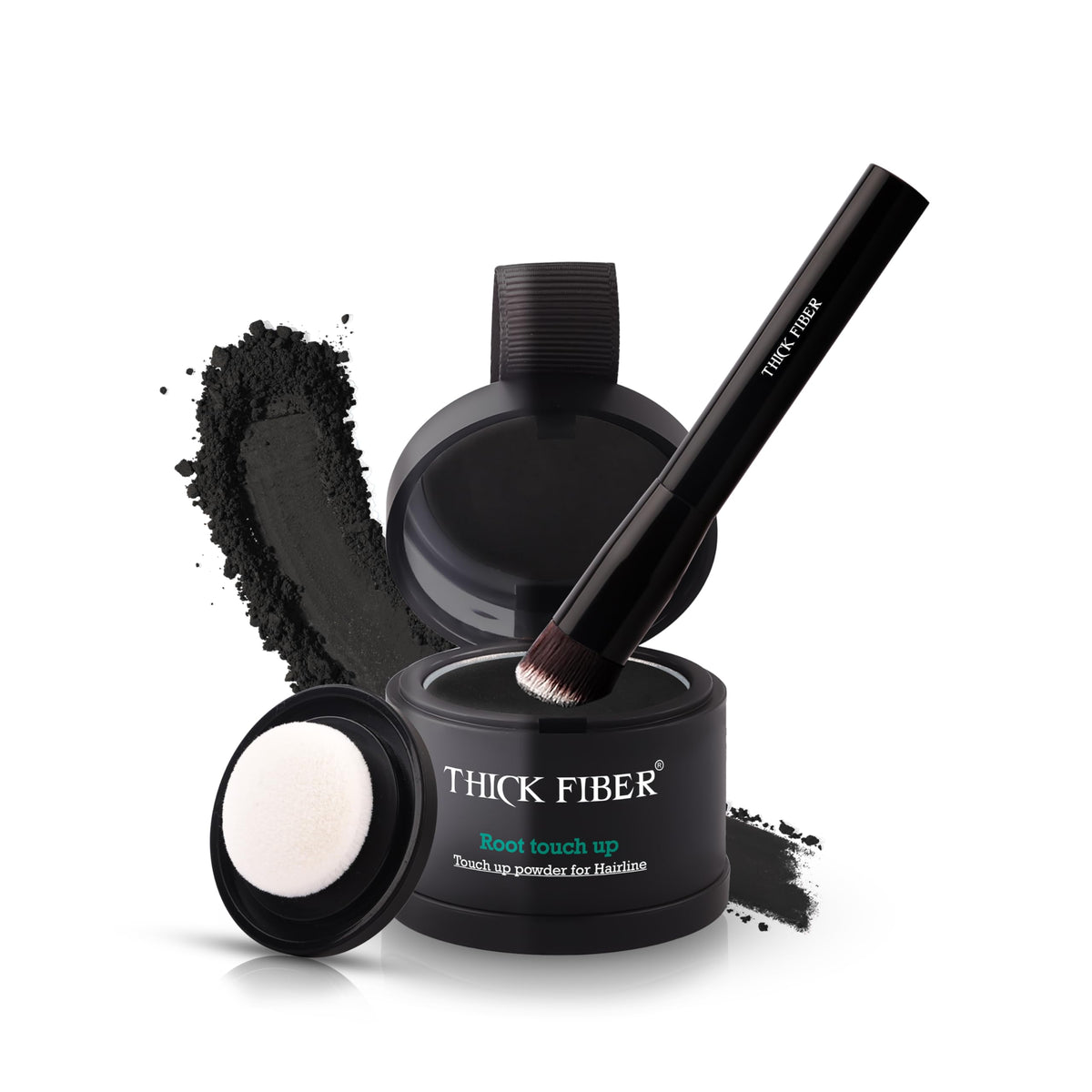 THICK FIBER Root Touch Up Powder set packaging for easy on-the-go concealment and quick touch-ups