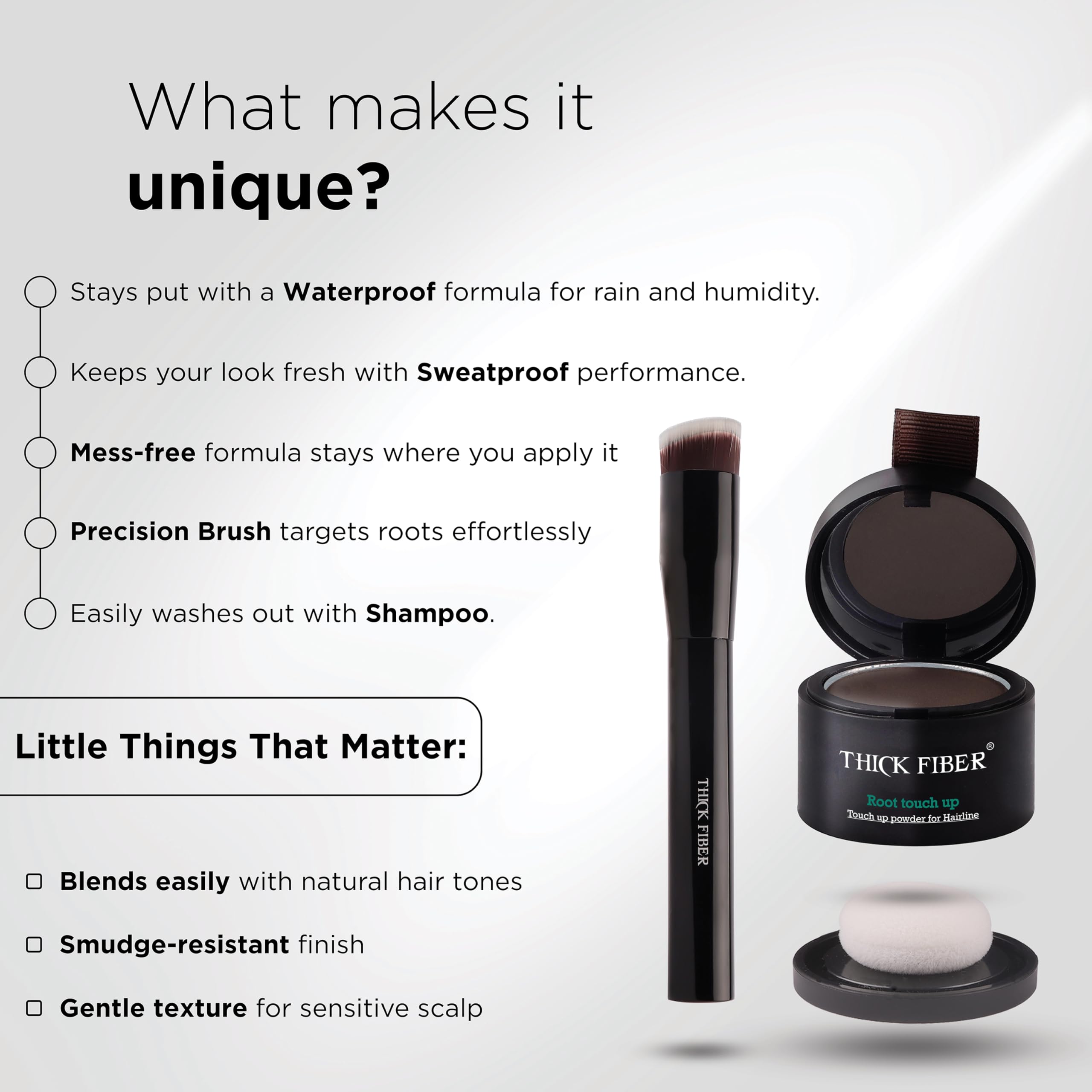 Thick Fiber Root Touch Up Powder water resistance scene for durable wear outdoors