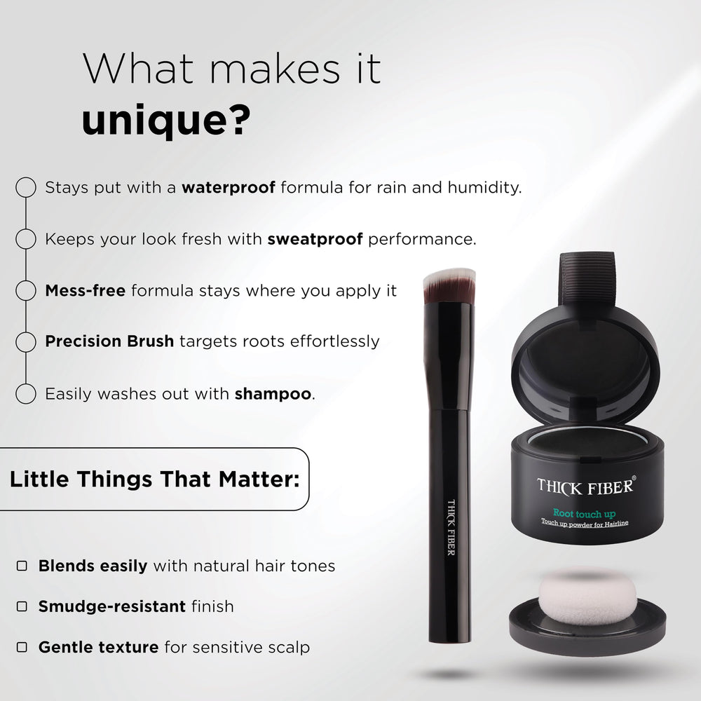 THICK FIBER Root Touch Up Powder water and sweat resistant performance