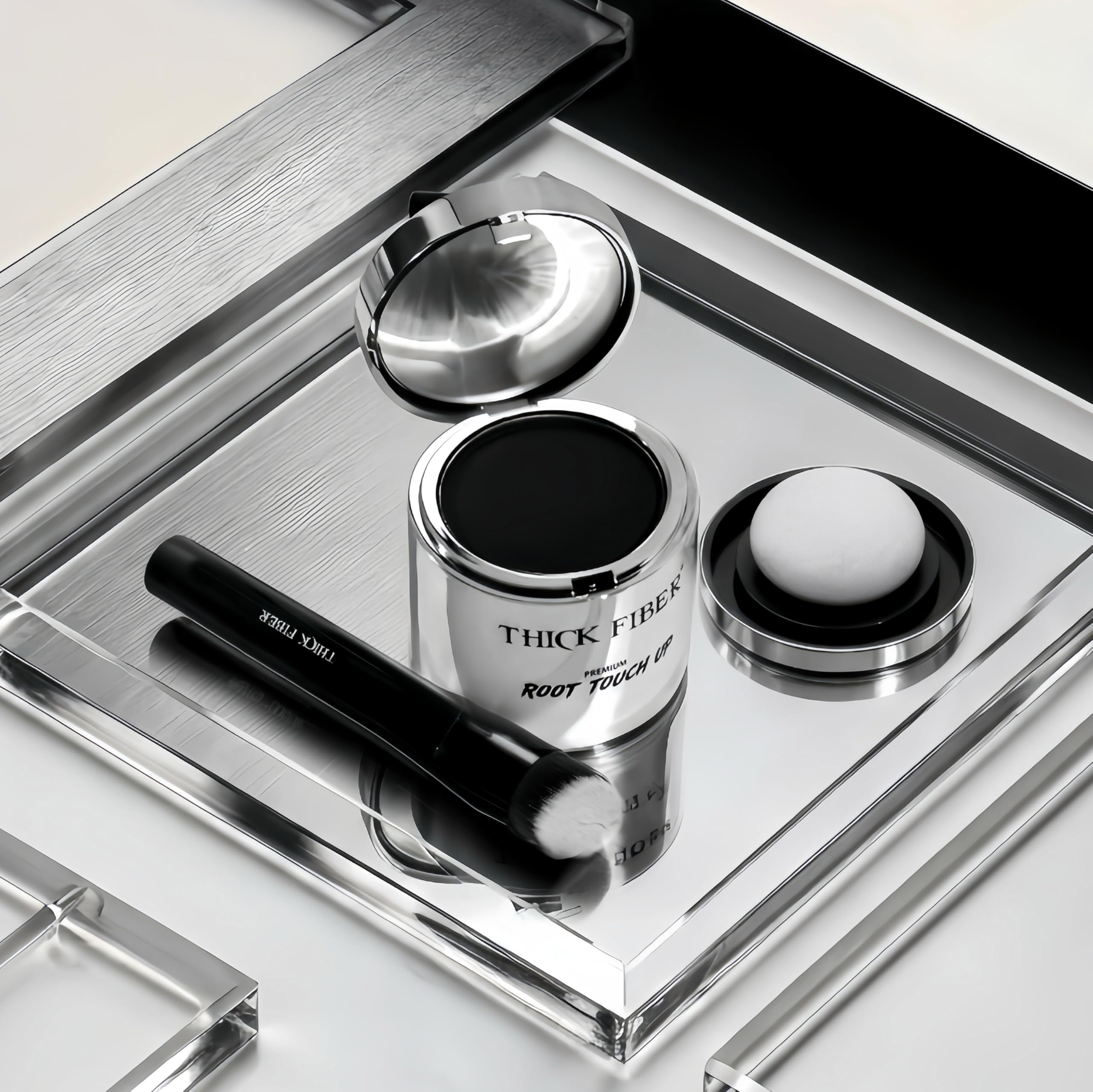 THICK FIBER Root Touch Up Powder water-resistant formula stays through workouts.