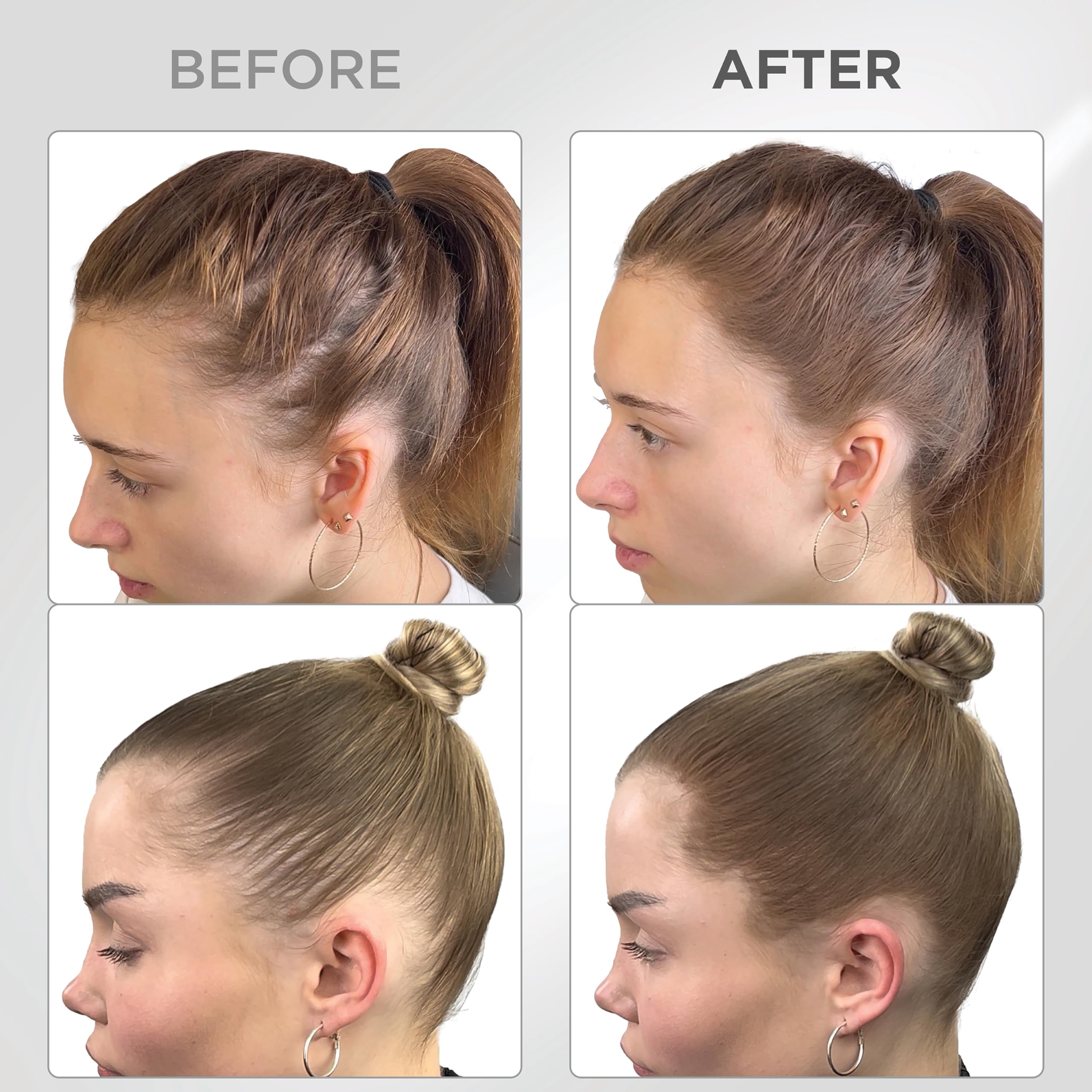 Thick Fiber root touch up puff for even, gentle powder application.