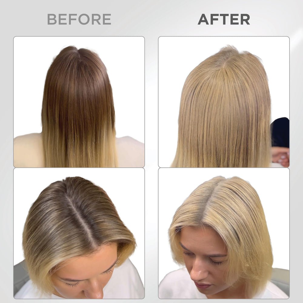 Thick Fiber root-touch-up puff aiding even powder application.
