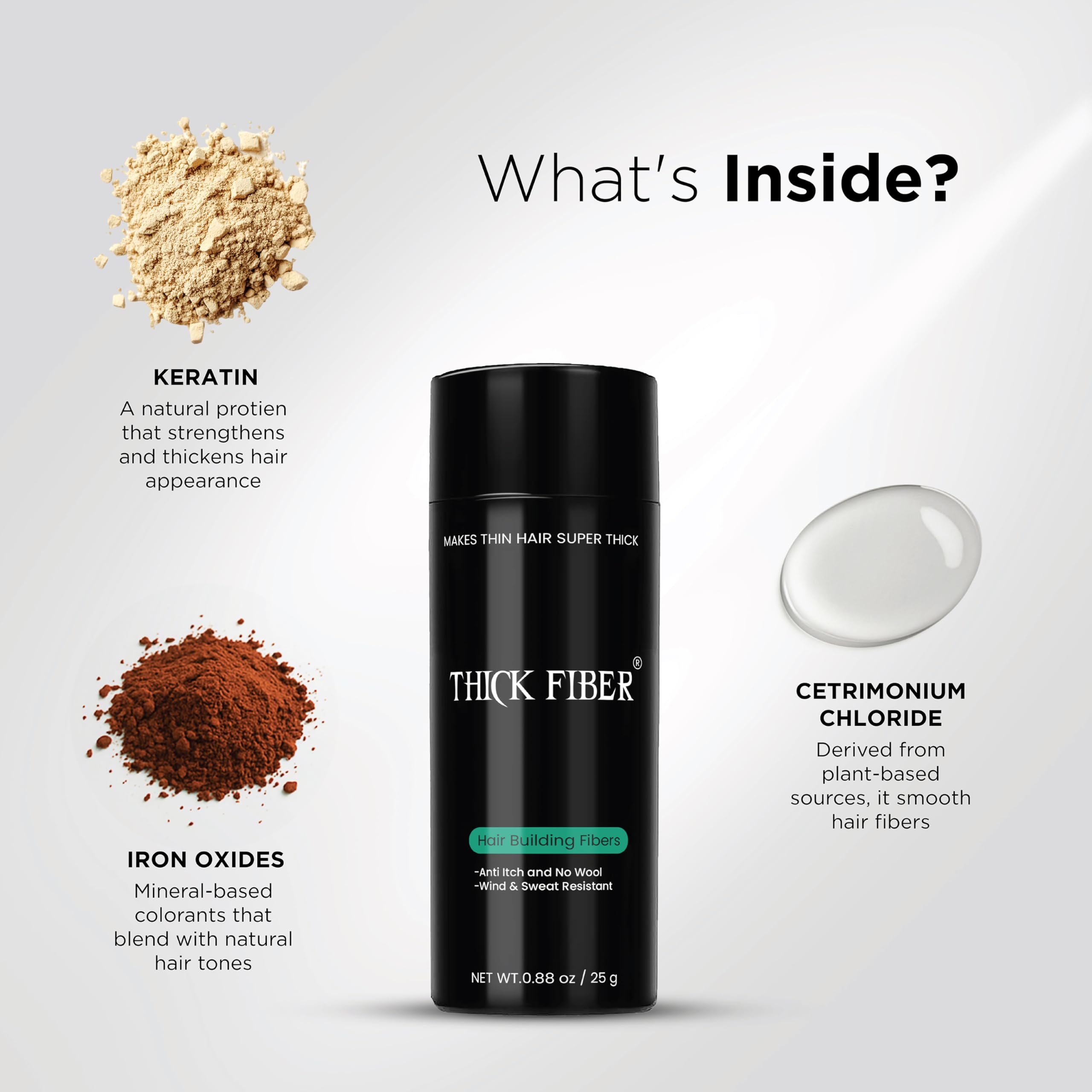 Thick Fiber sweat-resistant design keeps fullness during workouts.
