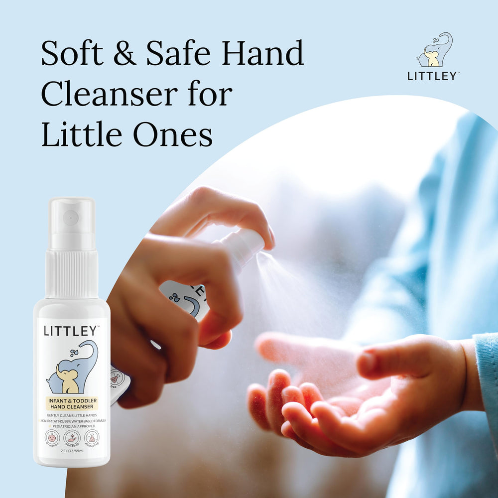 Think Smarter Products Littley bottle-dispense demonstrates quick, alcohol-free cleansing on the go.
