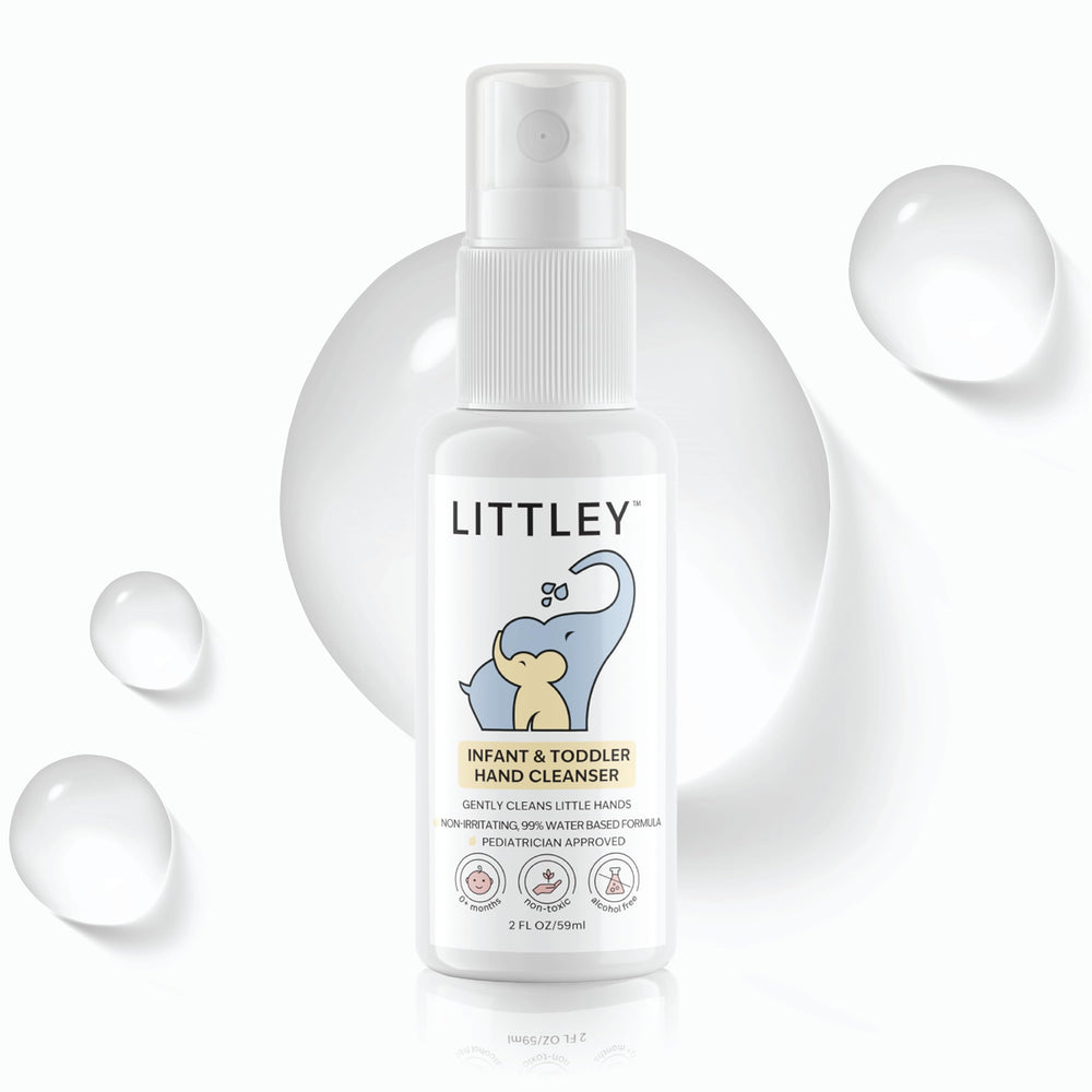 Think Smarter Products Littley bottle front view, travel-ready hand cleanser gentle on skin.
