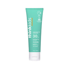 Thinkkids mineral sunscreen bottle front with natural SPF 30 protection for kids