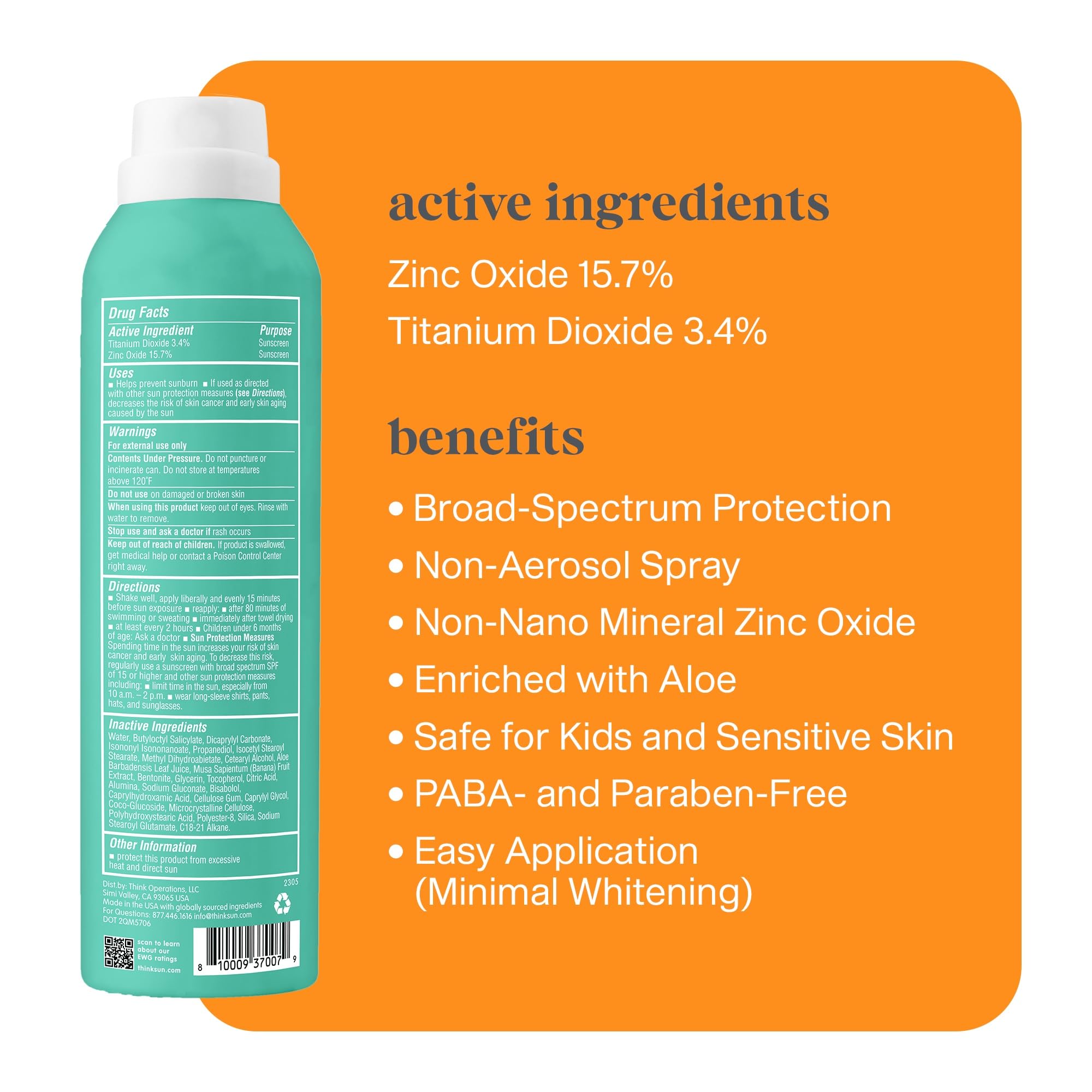ThinkSport Kids sunscreen spray being applied for easy coverage