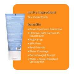 Thinksport SPF50 clear-zinc-oxide-coverage: virtually invisible on skin for everyday UV defense.