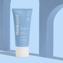 Thinksport SPF50-face-texture-up-close: non-nano zinc oxide for a smooth, natural feel.