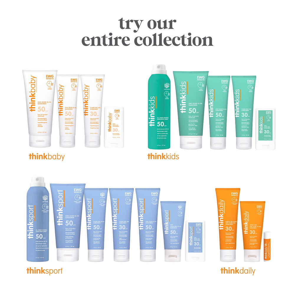ThinkSport sunscreen held during water activity showing long-wear up to 80 minutes