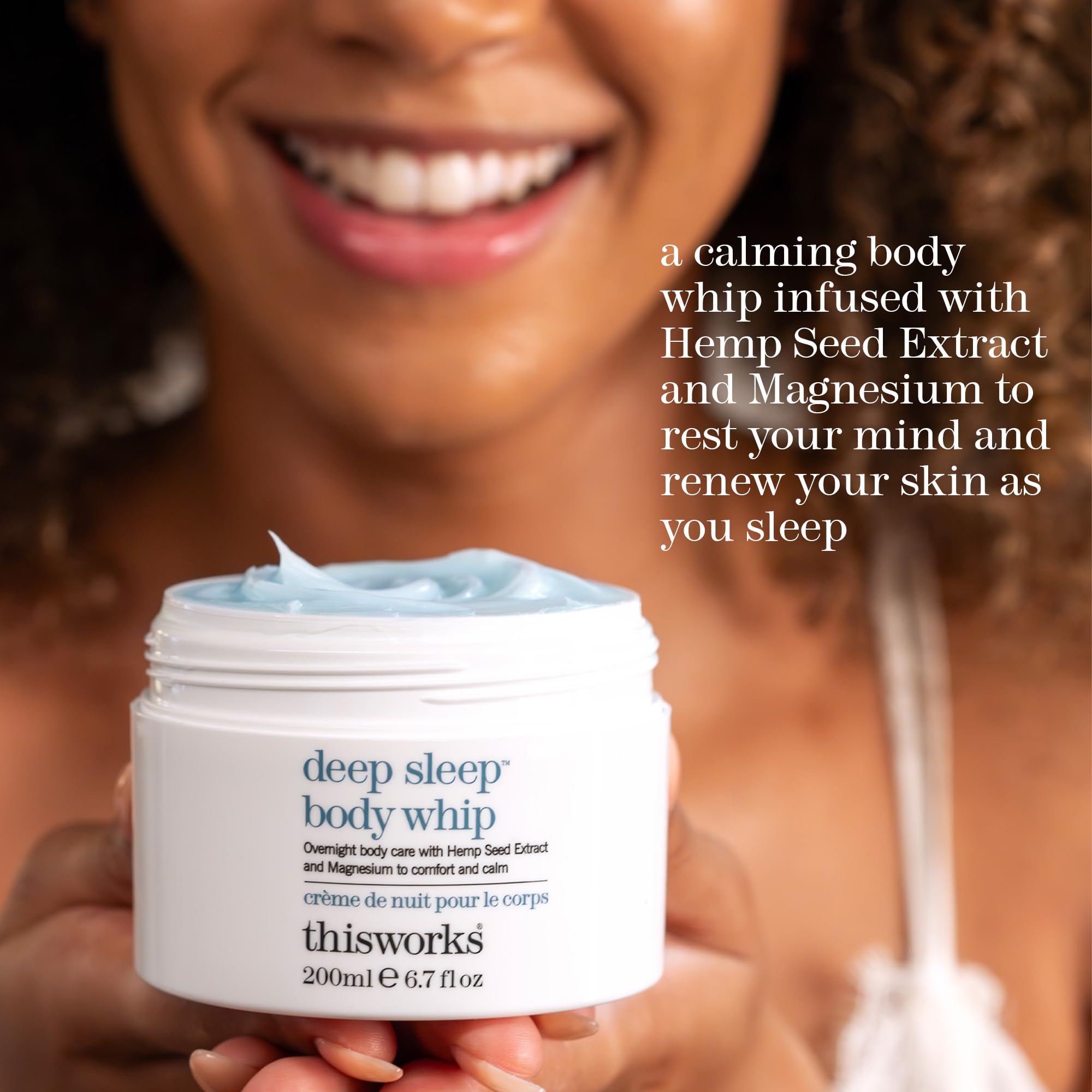 ThisWorks Deep Sleep Body Whip shea-butter detail for rich overnight nourishment.