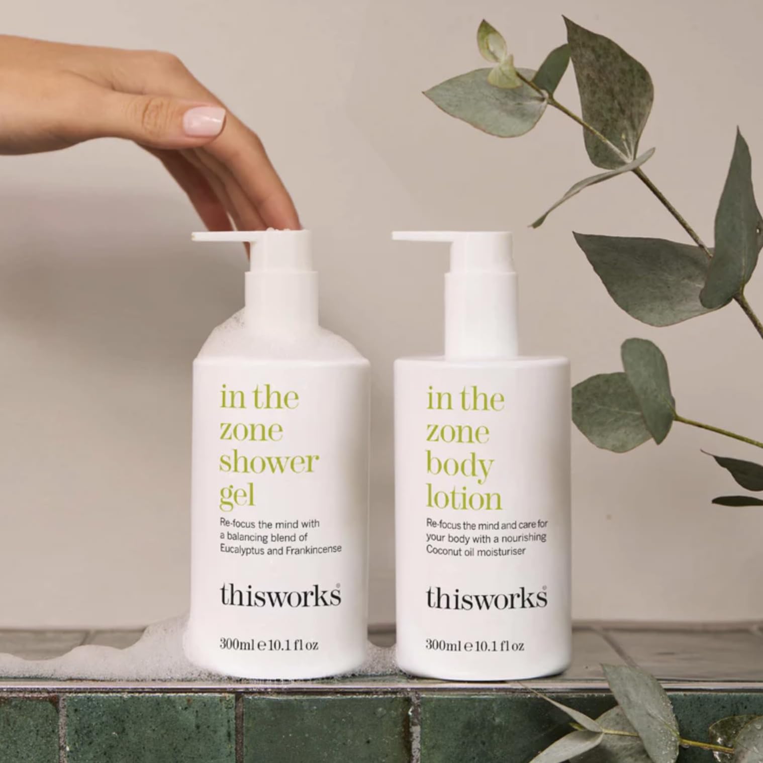 THISWORKS In The Zone shower gel lather on skin delivering gentle cleansing and aroma