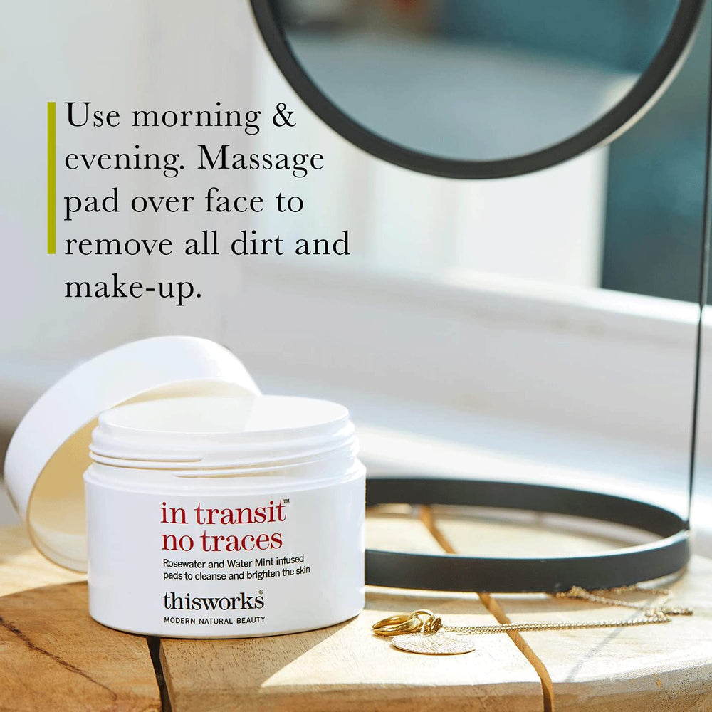 Morning routine shot with THISWORKS pads, refreshing cleanse to start the day.