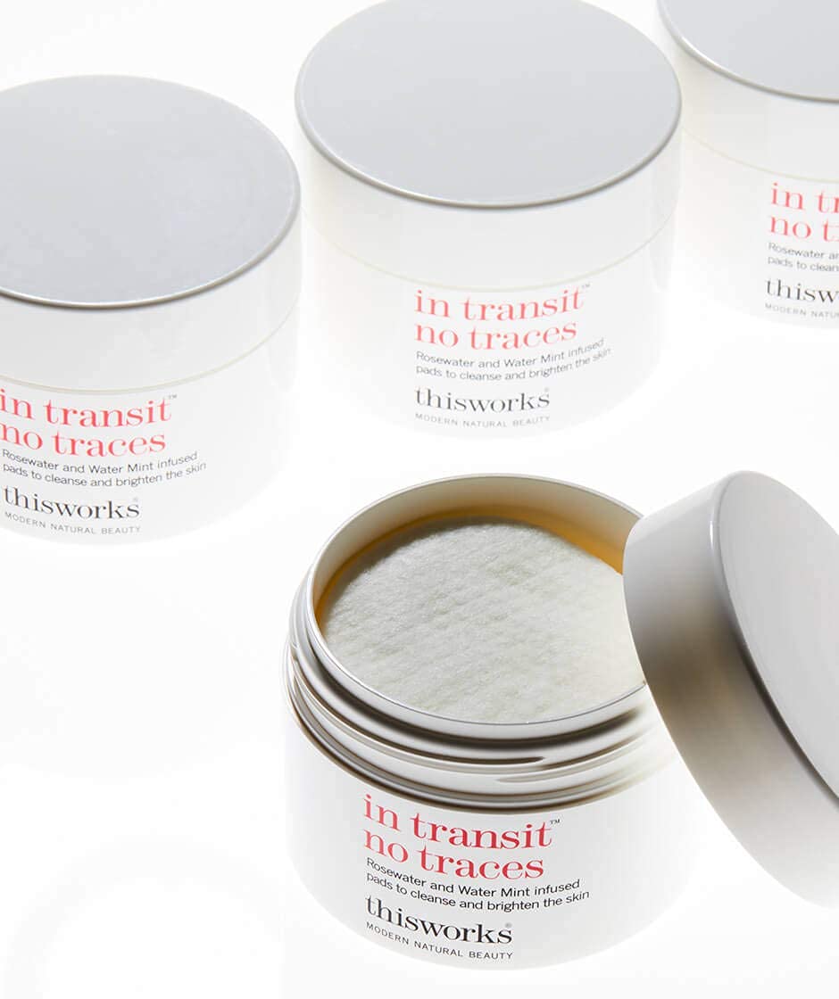 Skin glow after cleanse with THISWORKS rosewater mint pads.