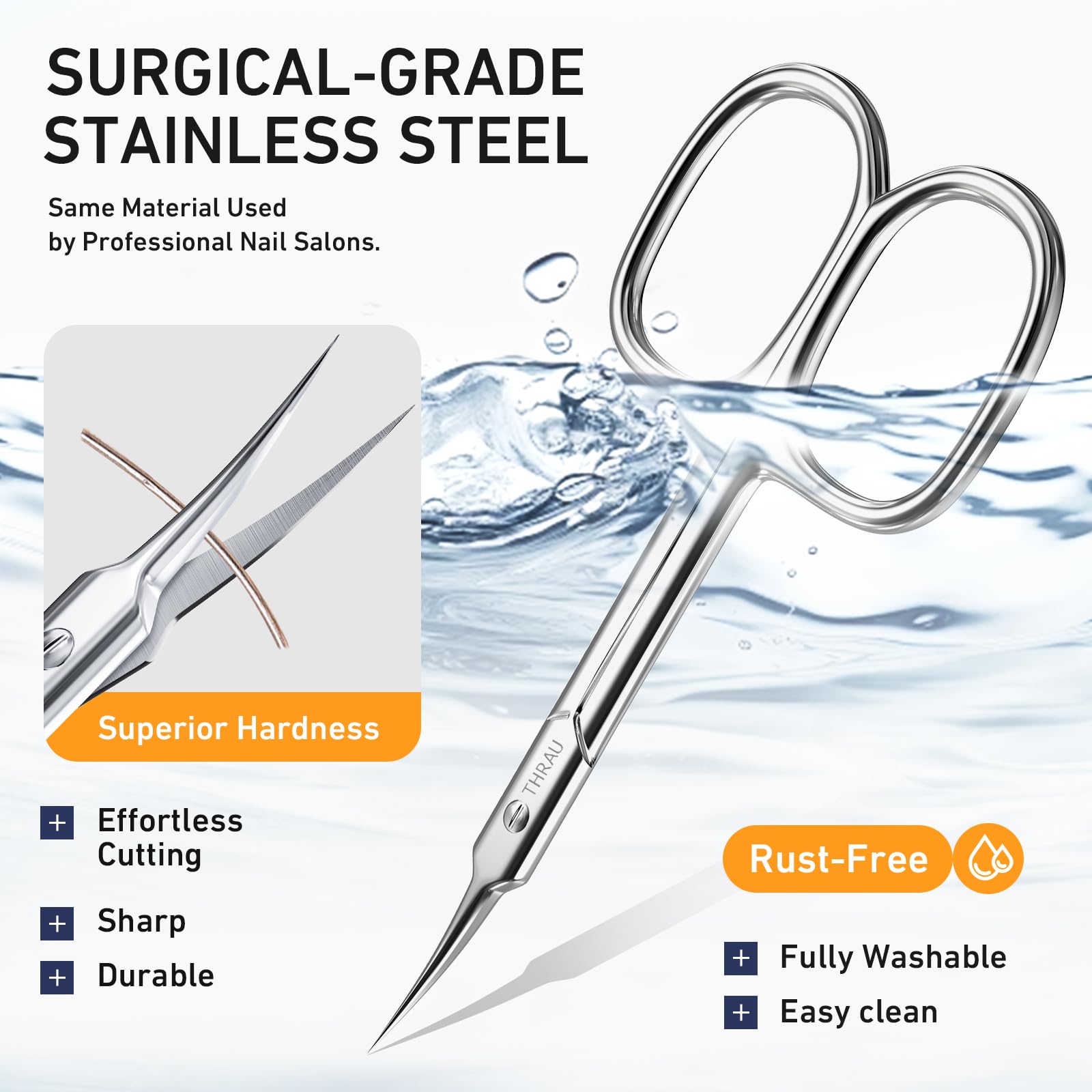 THRAU cuticle scissors enabling reliable quality for confident at-home grooming.
