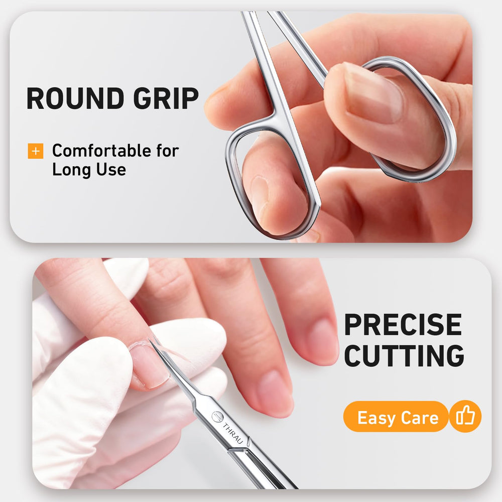 THRAU ergonomic handle design enabling comfortable, controlled grooming cuts.