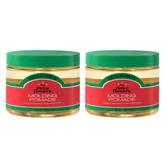 Three Flowers Tres Flores molding pomade jar close-up showing brilliant shine