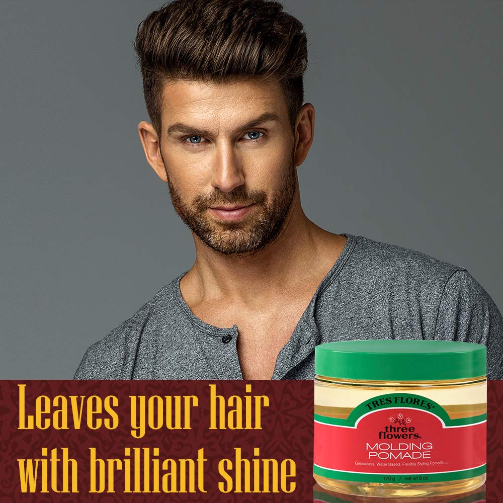 Three Flowers Tres Flores pomade in professional barber setup for styling