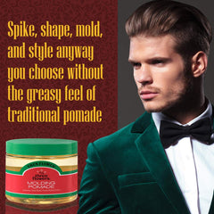 Finished hairstyle with Three Flowers Tres Flores pomade and light floral scent