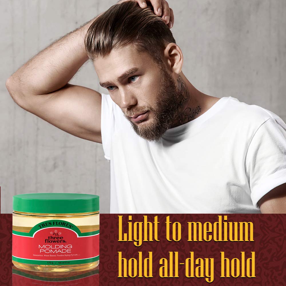 Three Flowers Tres Flores pomade on wet hair delivering flexible hold