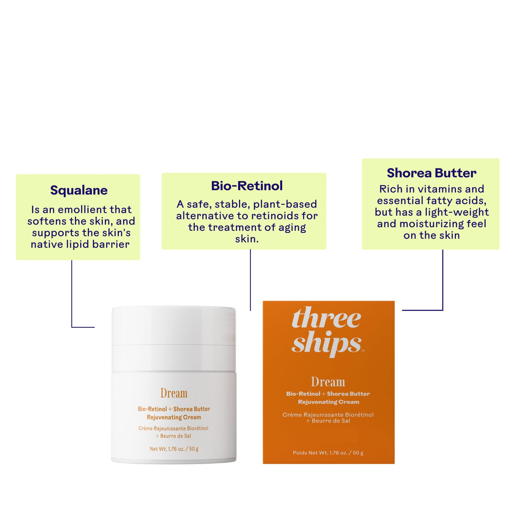 Three Ships cruelty-free vegan icons reinforce ethical skincare choice.