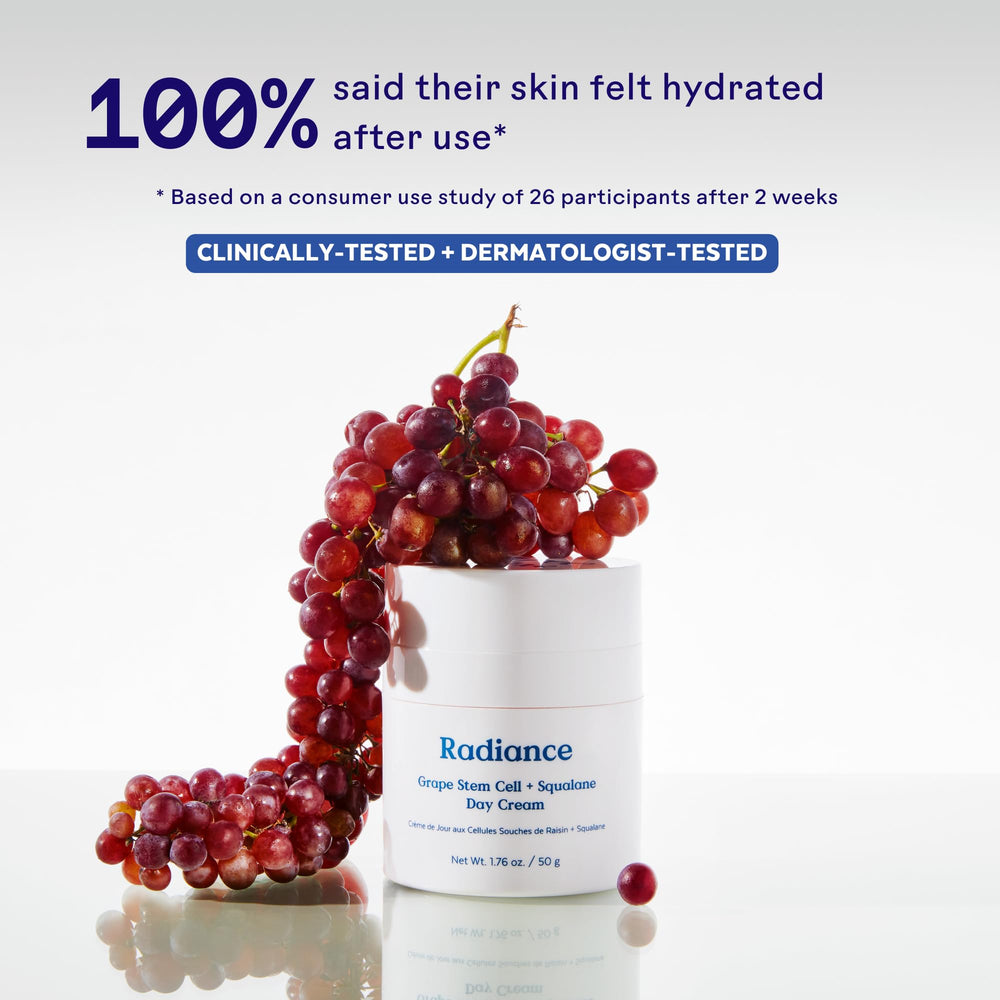 Three Ships Radiance grape stem cell ingredient hints antioxidant support.