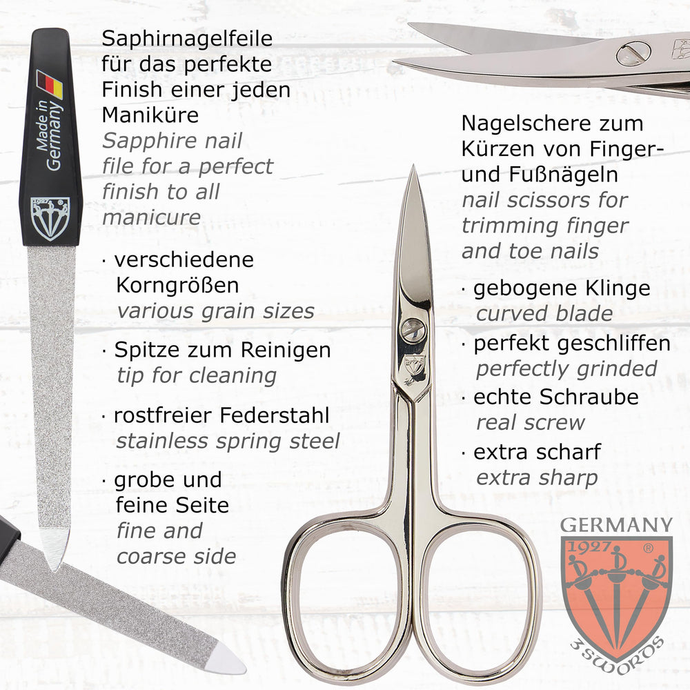 Three Swords Germany nail scissors deliver precision grooming for flawless nails.