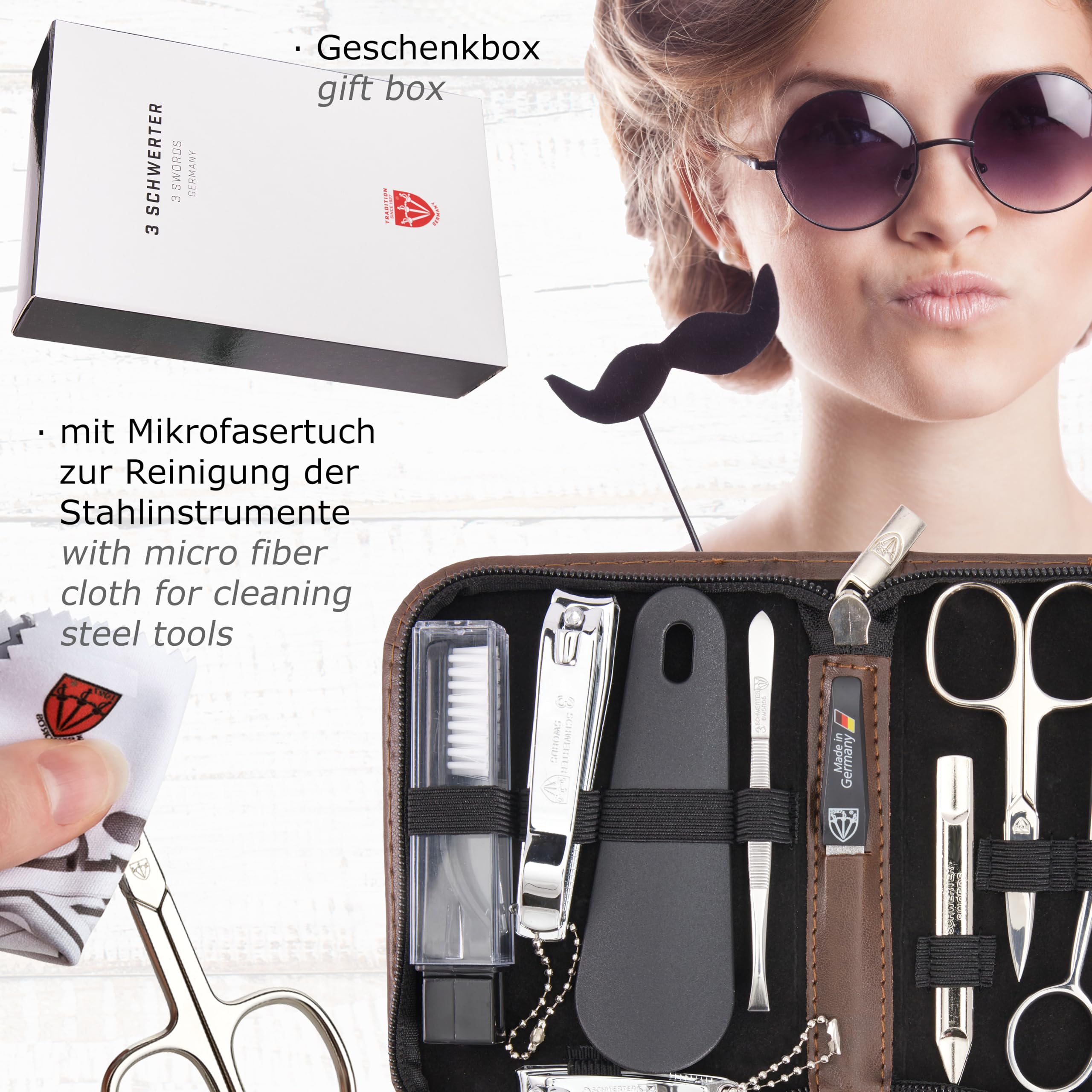 Three Swords Germany tweezers grip hairs with reliable precision.