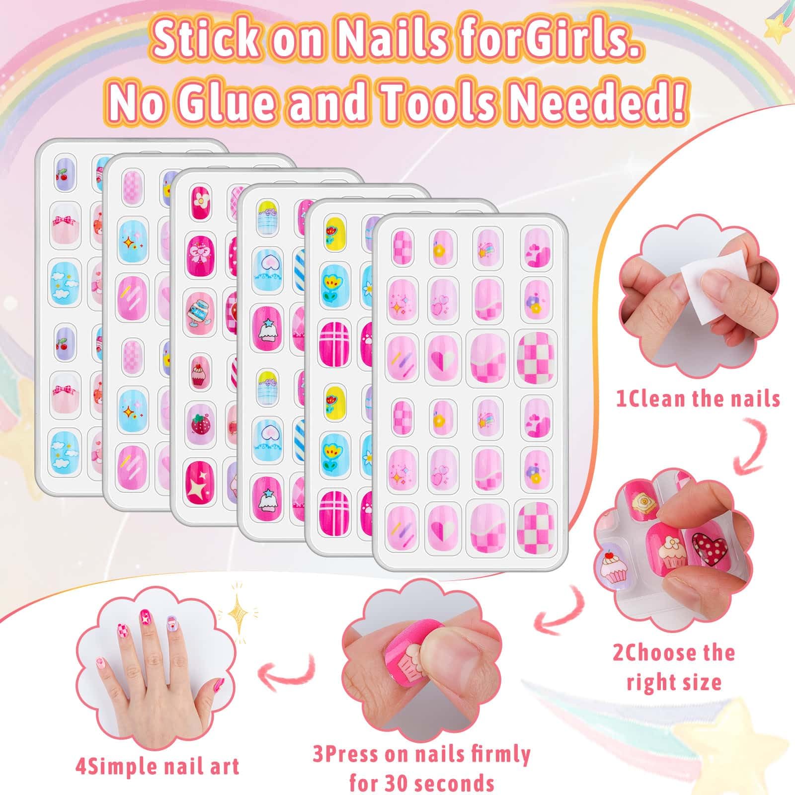 Thrilez kids nails glue-on ease for self-application by children