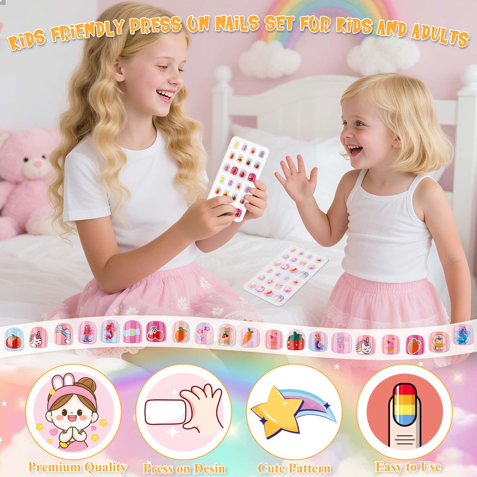 Thrilez mini press-on nails kids pattern variety enables playful daily nail art