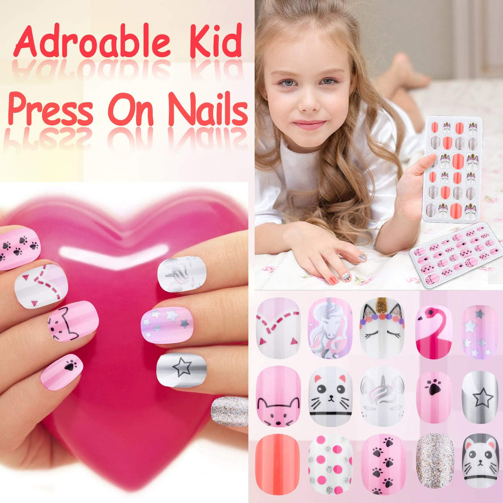 Thrilez pre-glue short nails application demonstrates easy, kid-friendly press-on nails for quick DIY art.