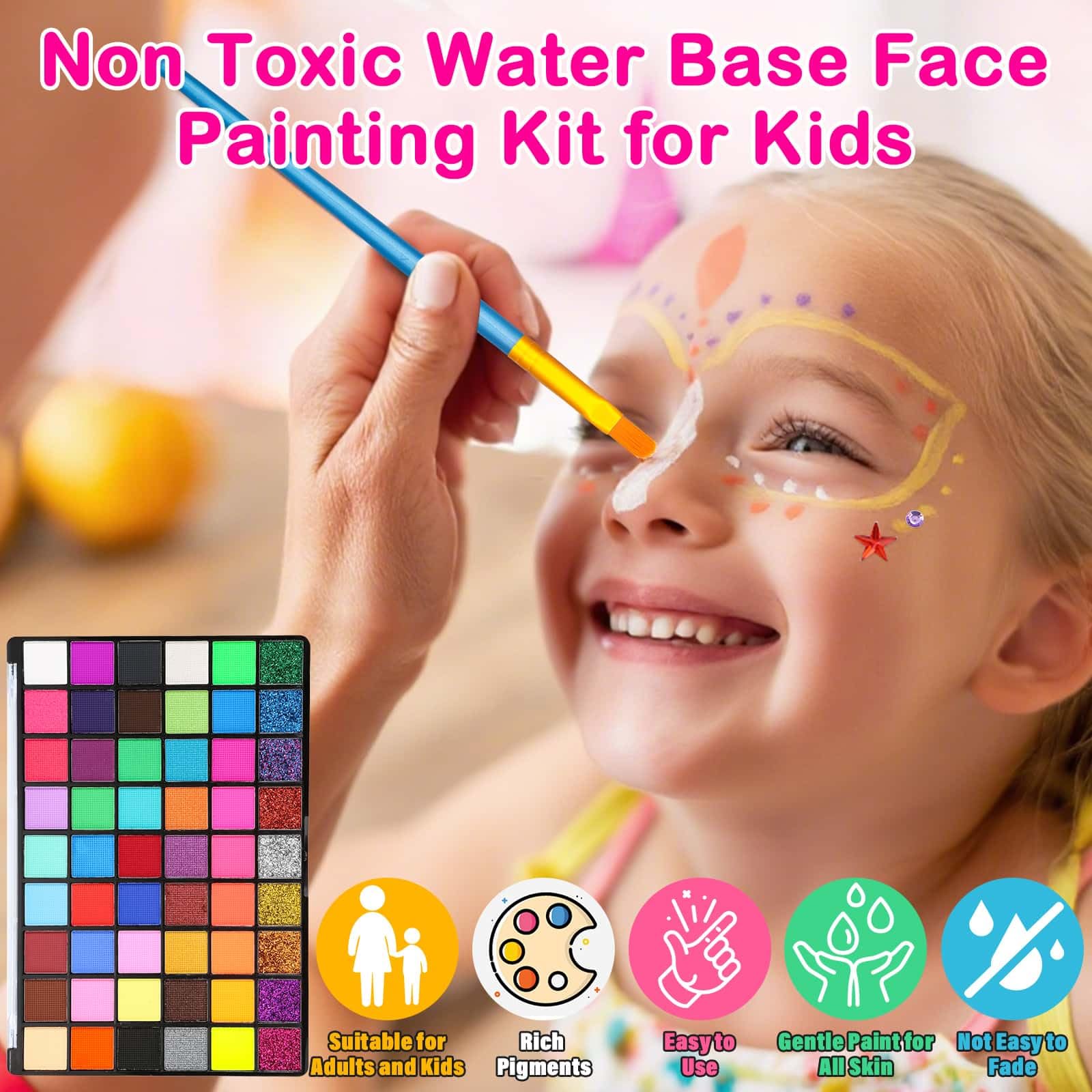 Thrilez professional face painting kit 10 brushes set for precise lines and smooth shading.