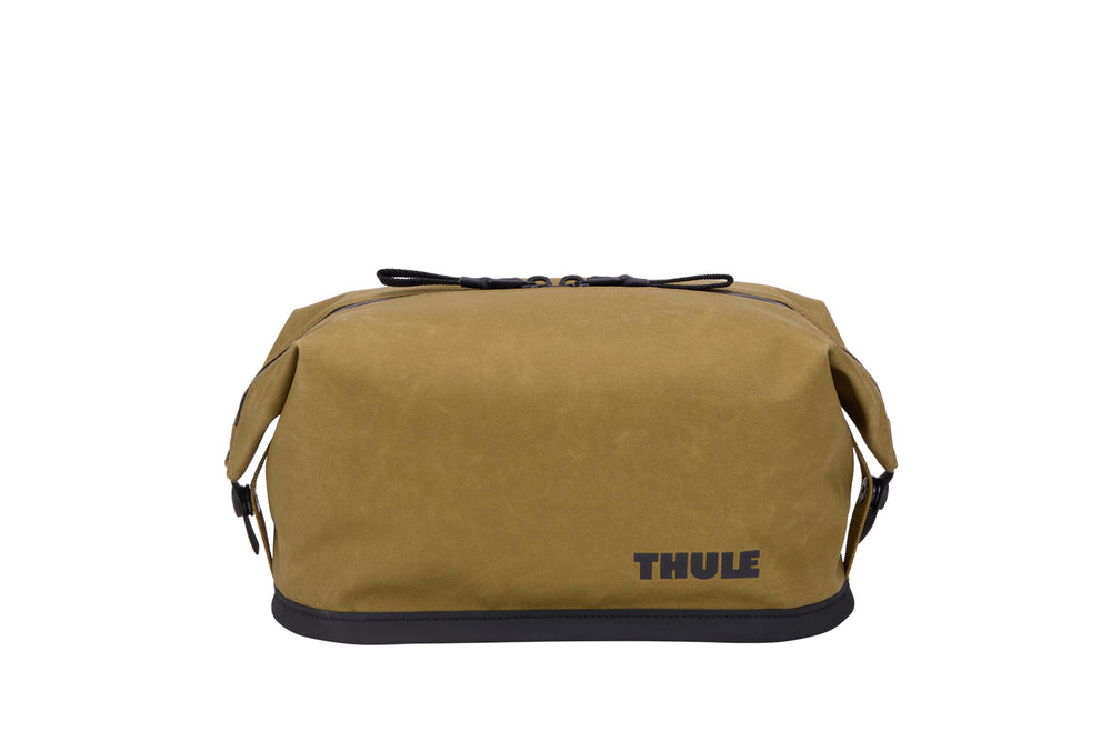 Thule Aion water-resistant waxed fabric shields contents against rain.
