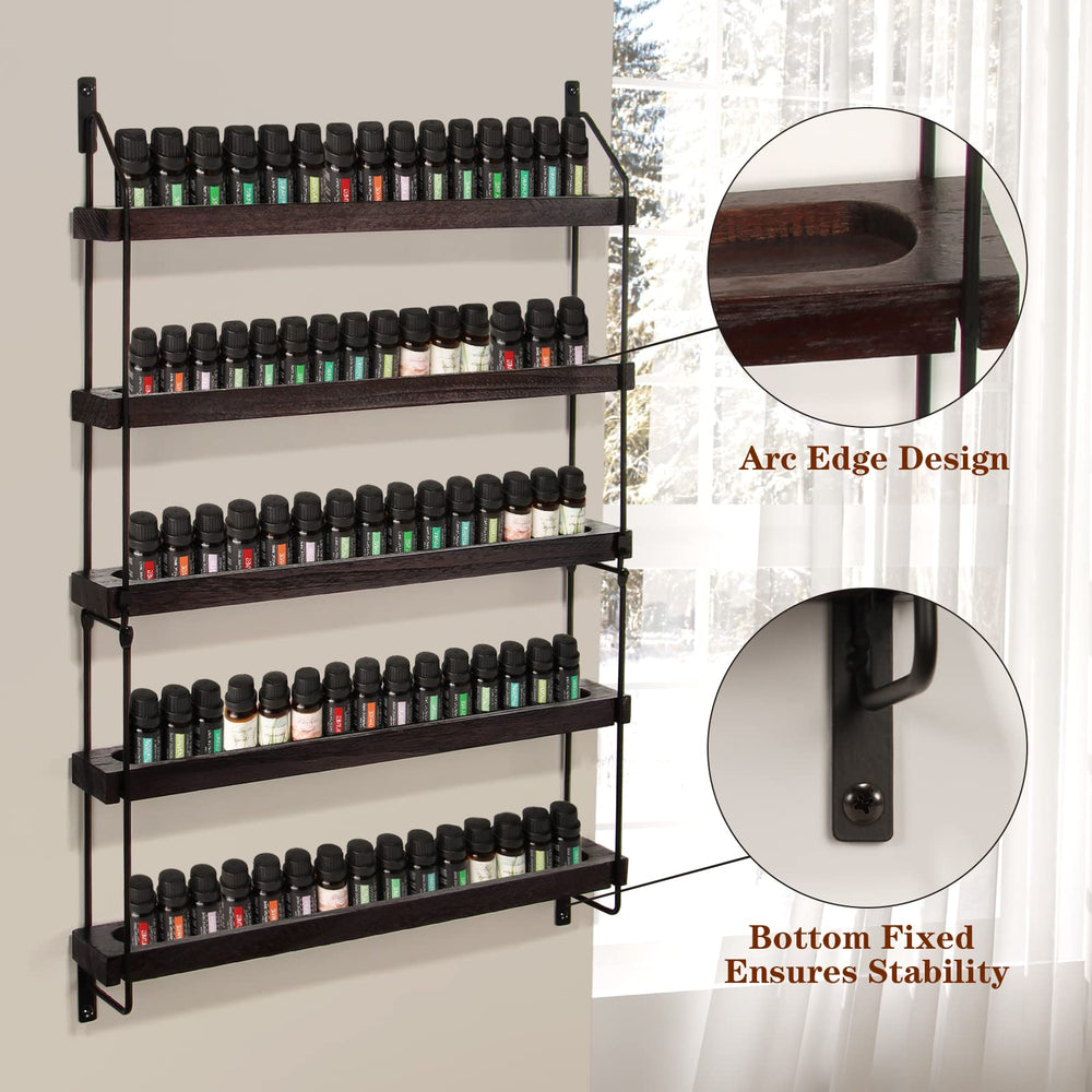 THYGIFTREE rustic metal frame oil shelf adds decor plus organized display
