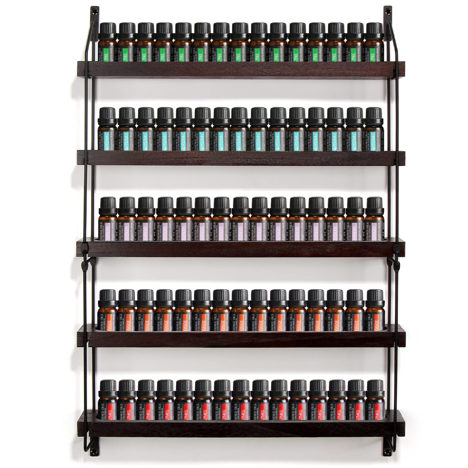 THYGIFTREE wall mounted oil shelf displaying oils for tidy accessible storage