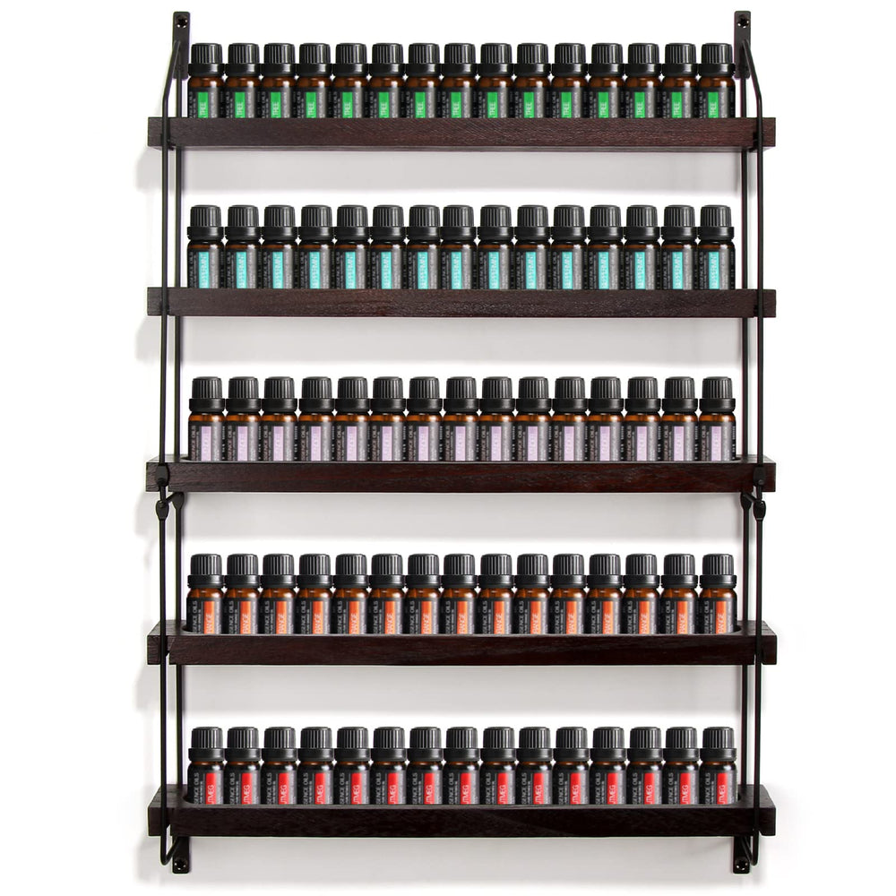 THYGIFTREE wall mounted oil shelf displaying oils for tidy accessible storage