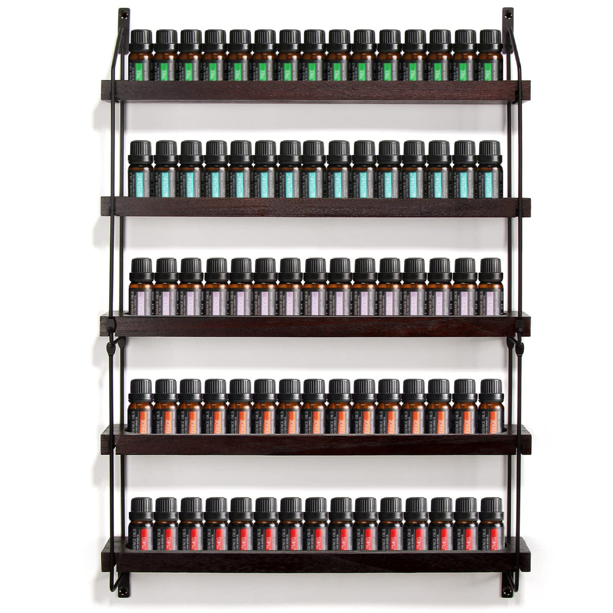THYGIFTREE wall mounted oil shelf displaying oils for tidy accessible storage