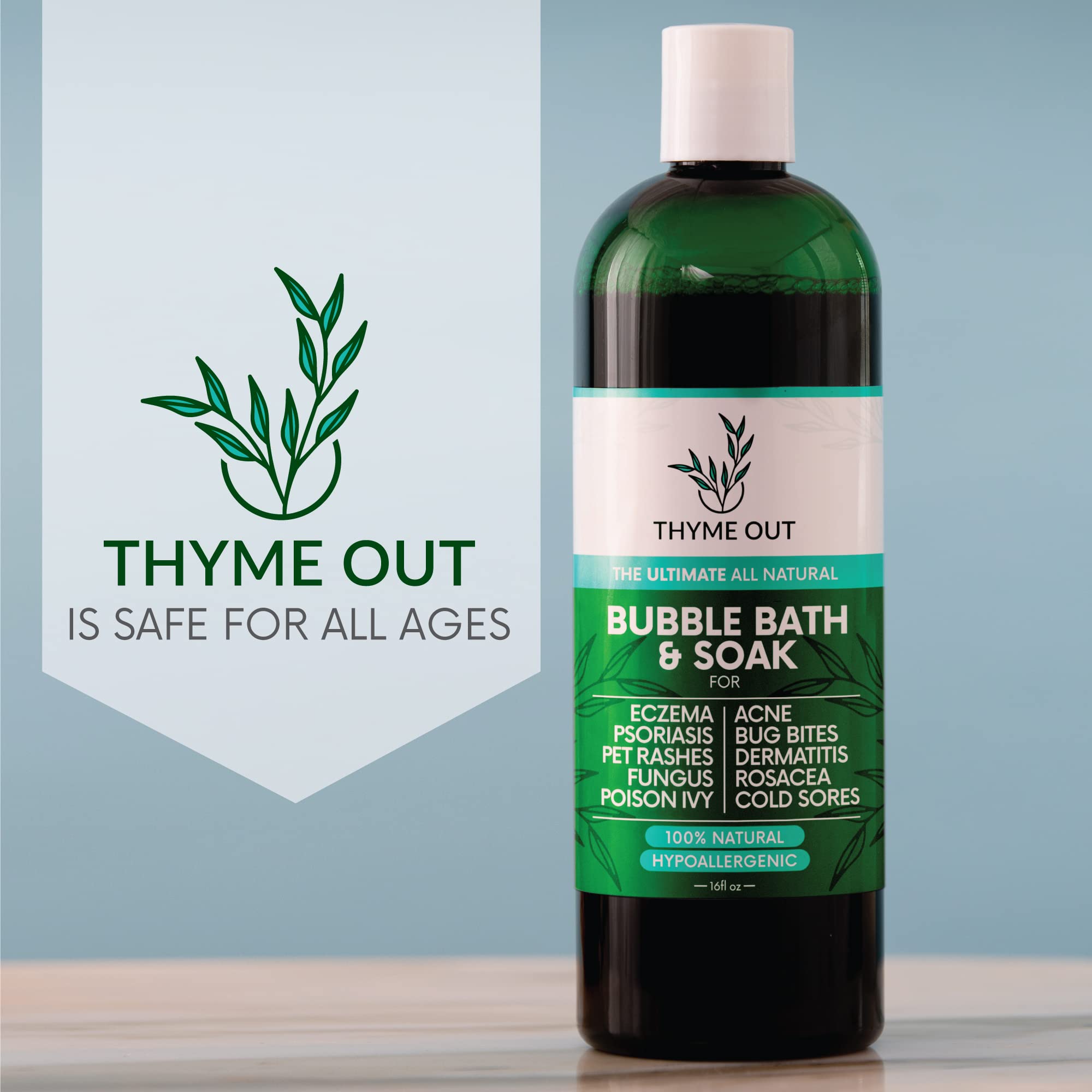 Thyme Out hypoallergenic formula label emphasizing clean ingredients