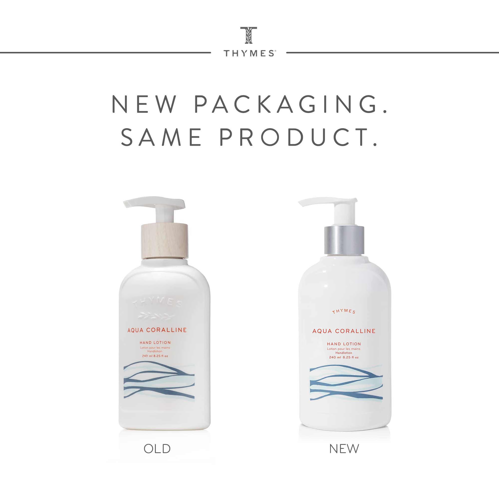 Thymes Aqua Coralline pump dispense captures easy one-handed use and quick hydration