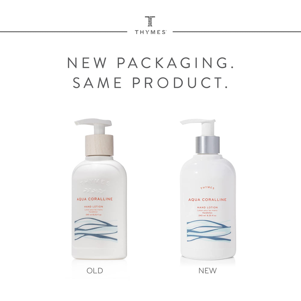 Thymes Aqua Coralline pump dispense captures easy one-handed use and quick hydration