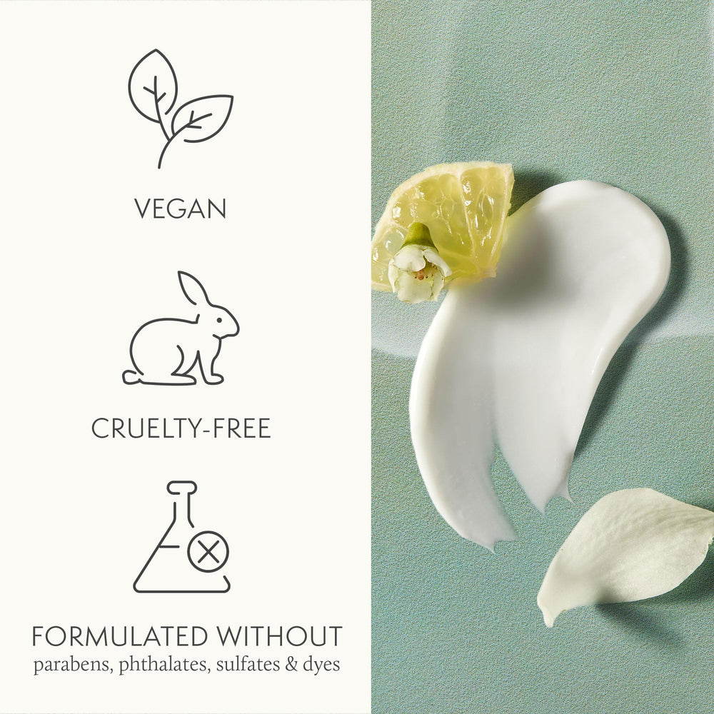 Thymes Bergamot Nectar lotion texture on skin demonstrates smooth, breathable feel.