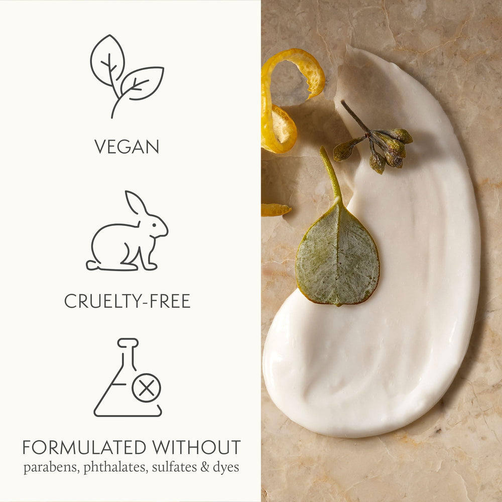 Thymes cupuaçu butter texture close-up conveys rich slip and comfort on skin.