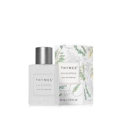 Thymes Eau De Parfum bottle close-up highlighting eucalyptus notes for everyday refresh