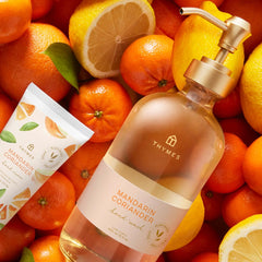 Thymes Hand Wash Mandarin Coriander liquid-soap highlights rich fragrance and skin-nourishing feel during wash.