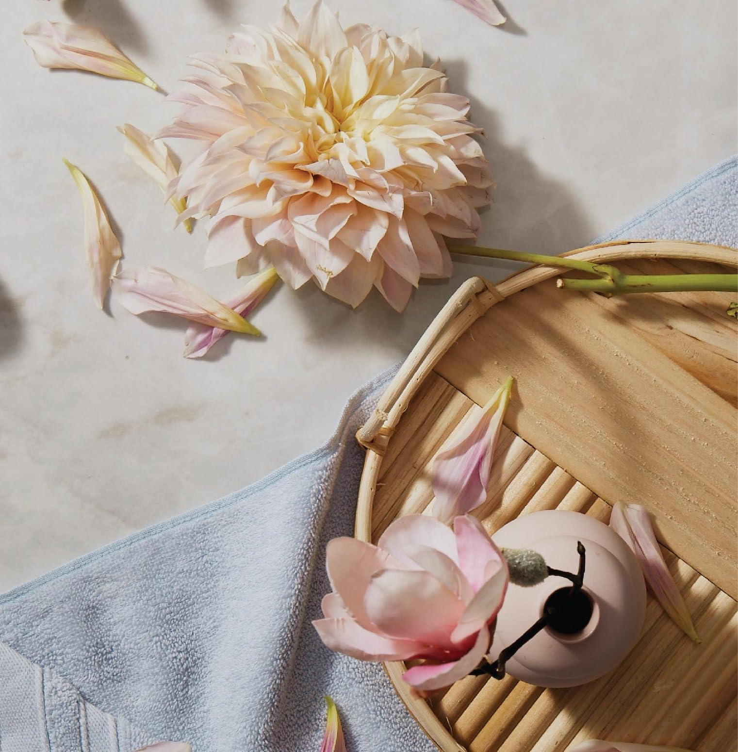 Thymes Kimono Rose lotion application pump demonstrates fast, non-greasy absorption
