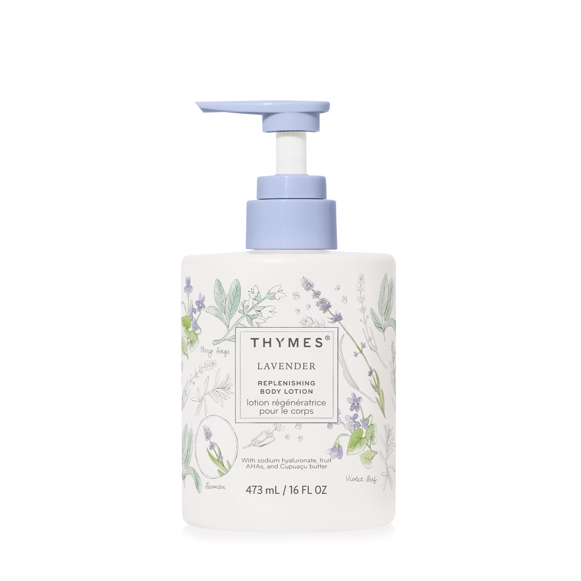 Thymes Large Replenishing Body Lotion bottle-pump for easy daily hydration.